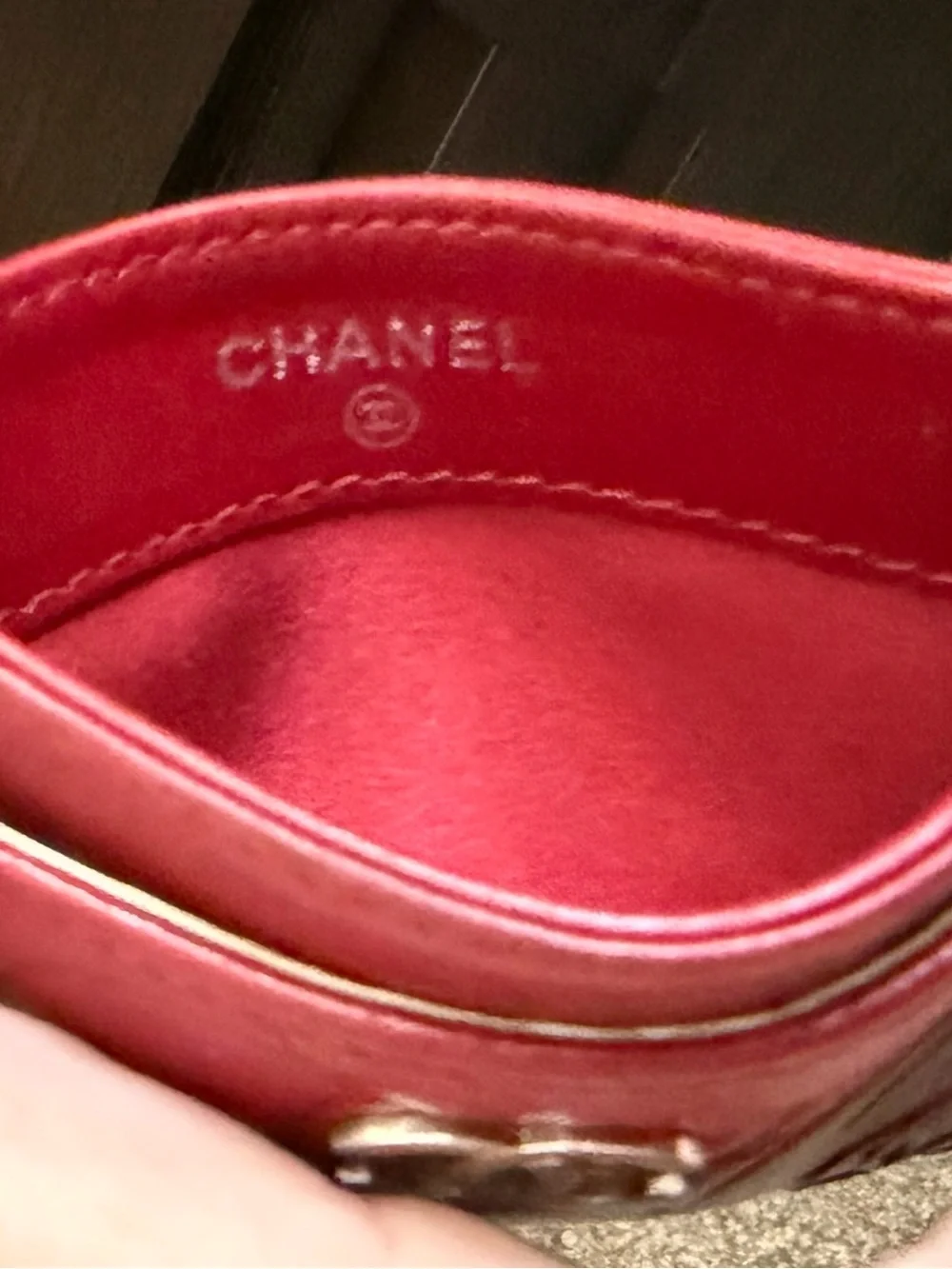 Chanel Embossed Camellia Card Holder with Interlocking Logo